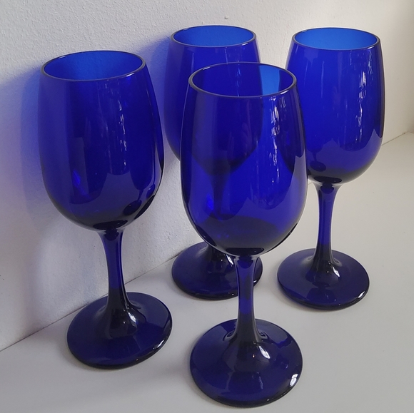 Libbey Cobalt Blue Champagne Glasses, set of 4 - Picture 3 of 5
